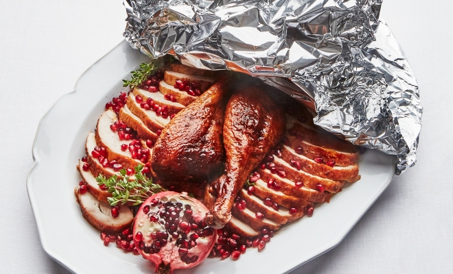 
Brown Sugar-Glazed Turkey with Pomegranate Seeds
