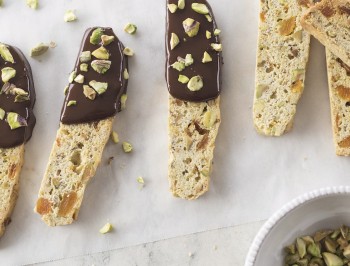 Chocolate-Dipped Pistachio Biscotti