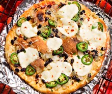 Sweet Onion, Cilantro, Black Bean and Jalapeño Grilled Pizza