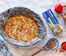 Slow Cooker Egg Casserole with Sausage, Bacon and Cheese