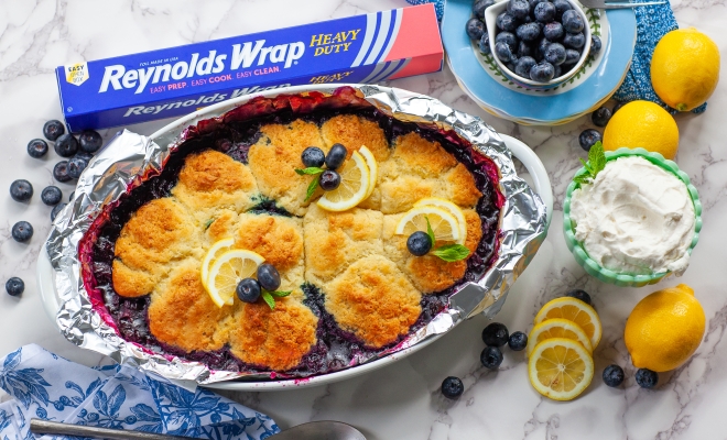 
Lemon Blueberry Cobbler with Buttermilk Biscuits
