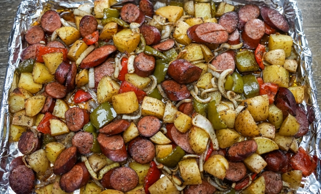 
Roasted Sausage, Potatoes and Peppers
