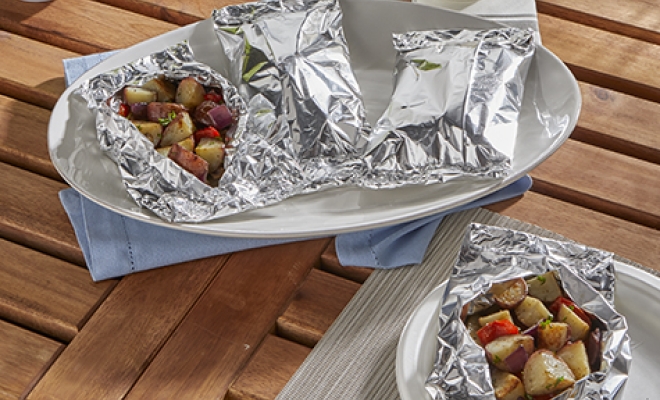 
Grilled Potatoes, Onions and Pepper Packet
