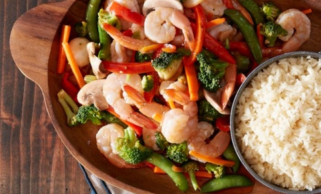 
Steamed Garlic Shrimp with Vegetables
