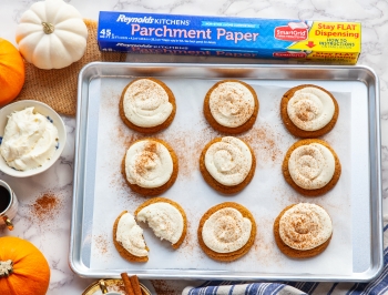 Pumpkin Snickerdoodle Cookies with Cream Cheese Frosting