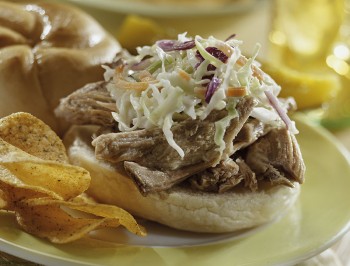 Slow Cooker Pork BBQ Rolls with Easy Coleslaw