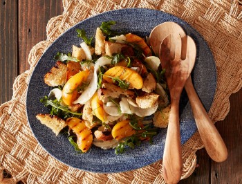 Grilled Panzanella Salad with Peaches and Fennel