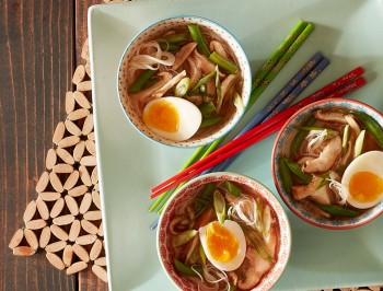 Spicy Miso Soup with Roasted Shiitake Mushrooms and Green Beans