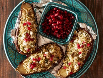 Stuffed Eggplant with Israeli Couscous